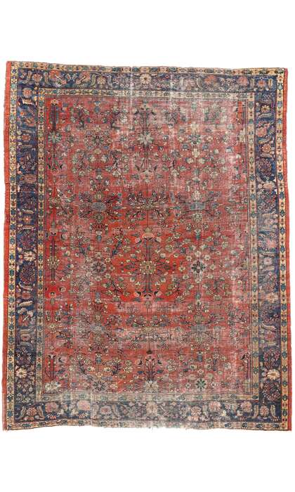 10 x 13 Late 19th Century Distressed Antique Persian Mahal Rug 76704