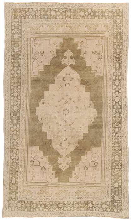 7 x 12 Vintage Earth-Tone Turkish Oushak Rug 52488