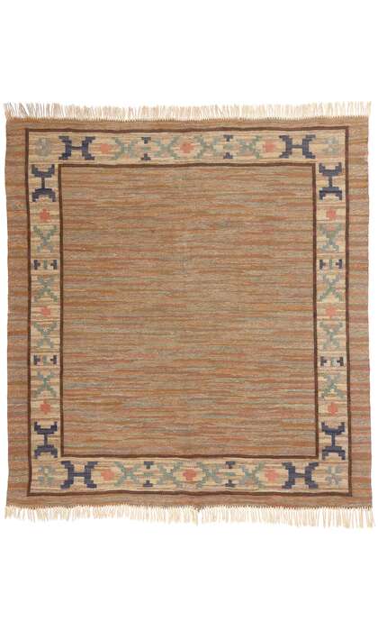 7 x 7 Vintage Swedish Scandinavian Rollakan Rug 79054