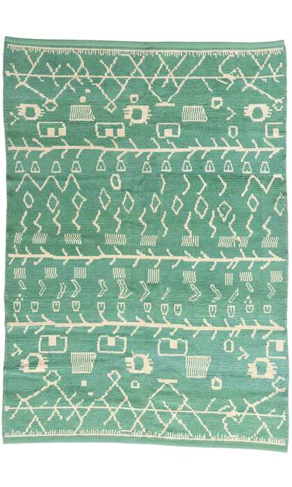 6 x 8 Modern Green Turkish Moroccan Rug 53193