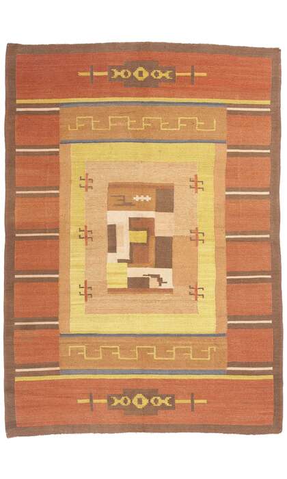 7 x 10 Antique Impi Sotavalta Finnish Flatweave Rug 78467