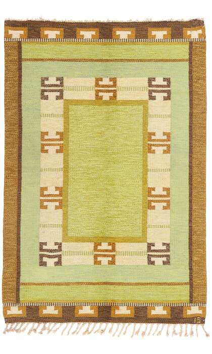 4 x 7 Ingegerd Silow Vintage Swedish Rollakan Rug 78252