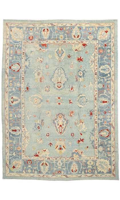 11 x 16 Modern Blue Turkish Oushak Rug 51856