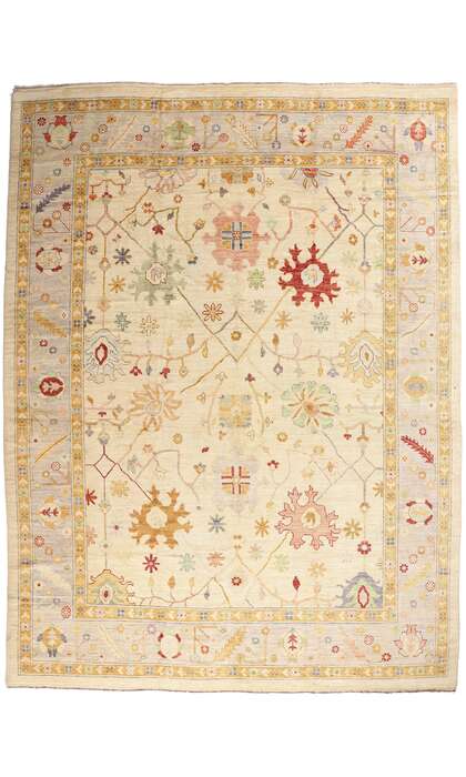 12 x 16 Modern Earth-Tone Oushak Rug 80946