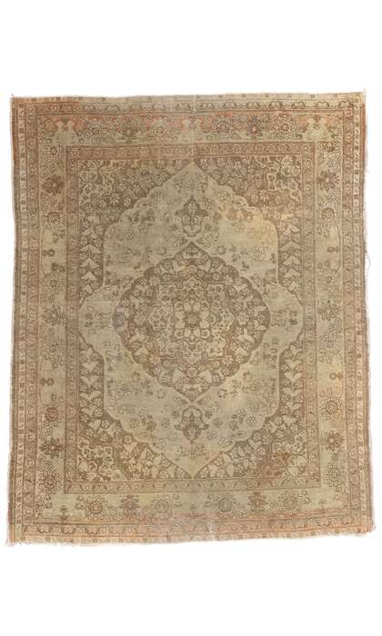 4 x 5 Distressed Antique Persian Tabriz Rug 78784