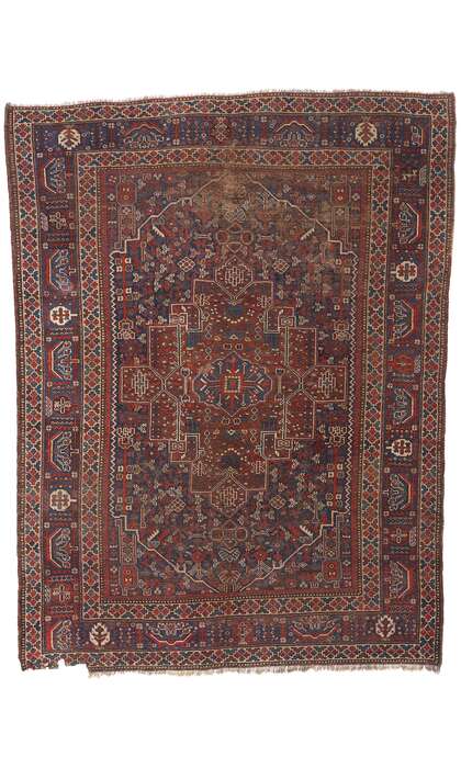 7 x 9 Distressed Antique Persian Shiraz Rug 21690