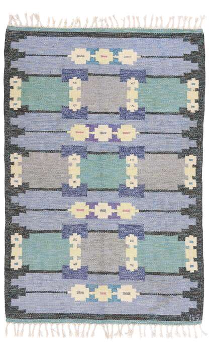 4 x 7 Sverker Greuholm Vintage Swedish Rollakan Rug 79057