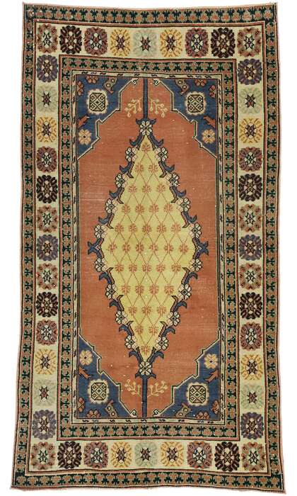 3 x 6 Distressed Vintage Turkish Oushak Rug 52767