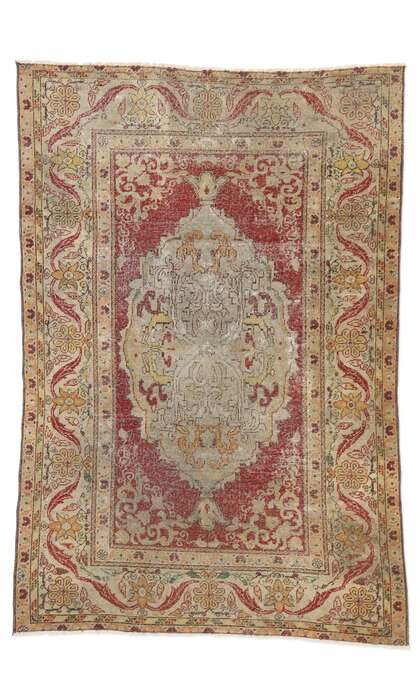 4 x 6 Distressed Vintage Turkish Oushak Rug 52081