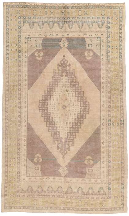 6 x 10 Vintage Earth-Tone Turkish Oushak Rug 53683