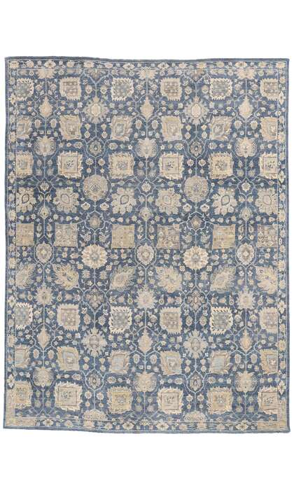 10 x 13 Vintage-Inspired Modern Blue Oushak Rug 30621