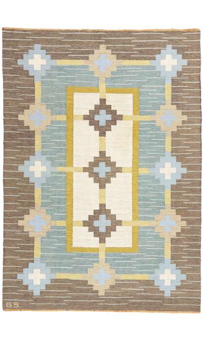 6 x 8 Sverker Greuholm Vintage Swedish Rollakan Rug 79047