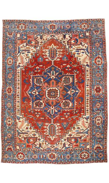 11 x 15 Late 19th Century Antique Persian Serapi Rug 78331