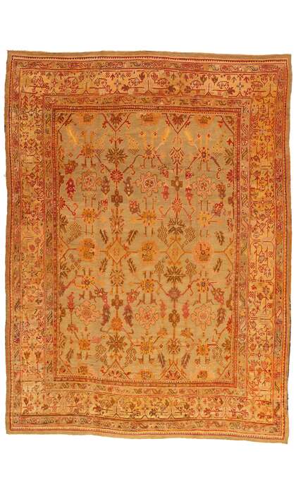 10 x 14 Late 19th Century Antique Turkish Oushak Rug 74175