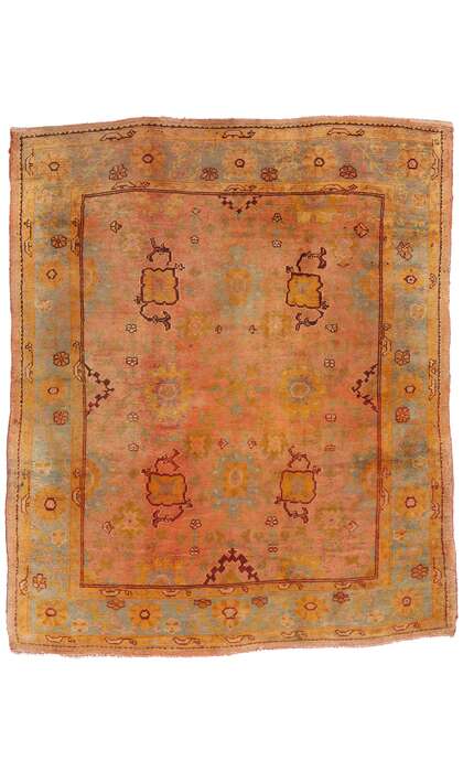 9 x 11 Late 19th Century Antique Turkish Oushak Rug 73987