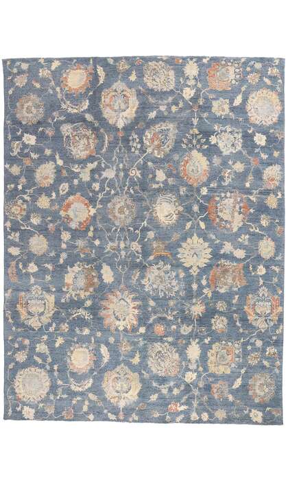 10 x 13 Vintage-Inspired Azure Oushak Rug 30633