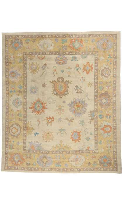 12 x 15 Modern Earth-Tone Turkish Oushak Rug 52735