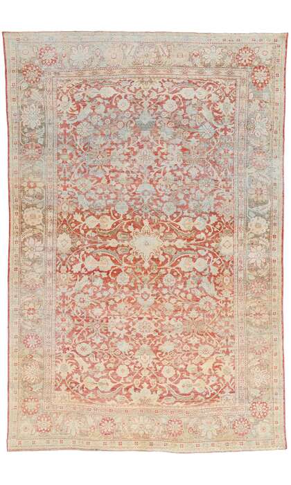 7 x 10 Distressed Antique Persian Mahal Rug 52616