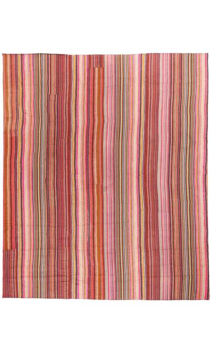 13 x 15 Colorful Vintage Turkish Striped Kilim Rug 60794