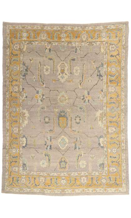 9 x 12 Modern Earth-Tone Turkish Oushak Rug 53206