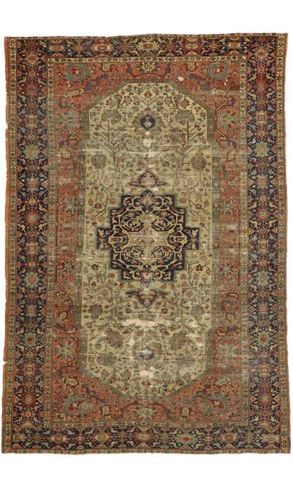 7 x 10 Antique Persian Farahan Rug 77384