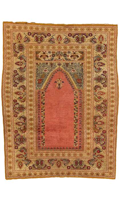 4 x 5 Antique Turkish Silk Ghiordes Prayer Rug 78738