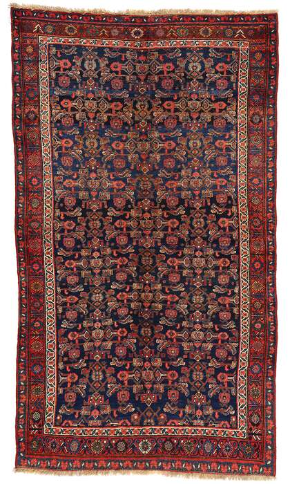 4 x 7 Antique Navy Blue Persian Bijar Rug 60891