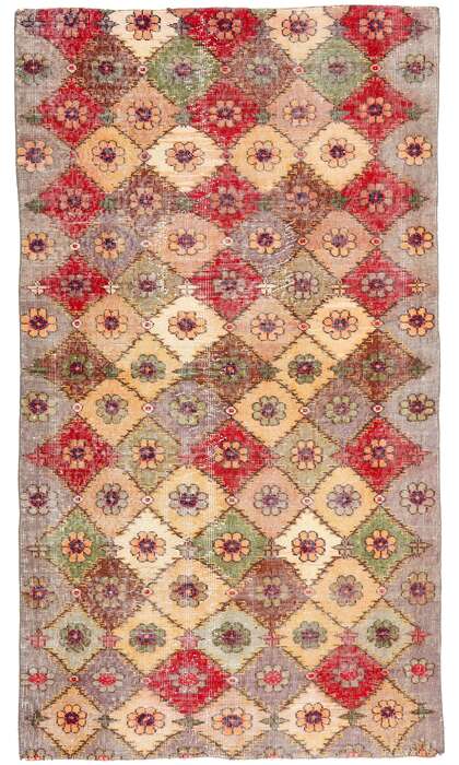 4 x 7 Zeki Muren Distressed Vintage Turkish Sivas Rug 53332