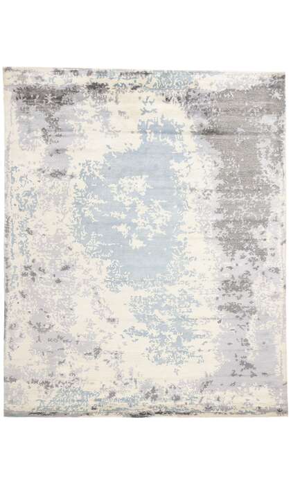 8 x 10 Contemporary Abstract Erased Silk Damask Rug 31137
