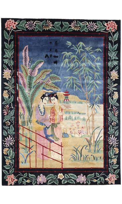 9 x 12 Modern Chinese Art Deco Pictorial Rug 31321