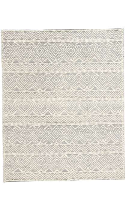 8 x 10 Moroccan Gray Textured High-Low Kilim Rug 31037