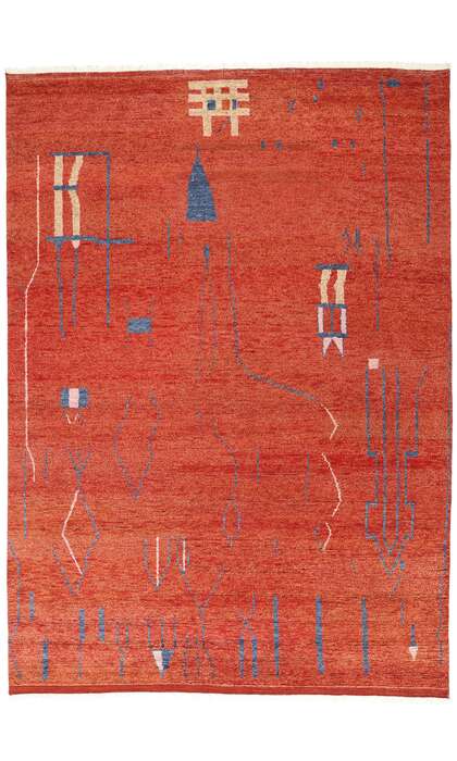 10 x 14 Red Abstract Brutalist Moroccan Rug 31279