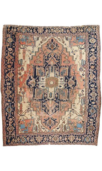 11 x 13 Antique Persian Serapi Rug 78902