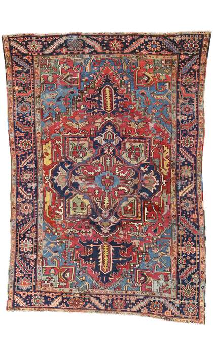 9 x 12 Late 19th Century Antique Persian Serapi Rug 90025