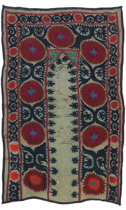 5 x 7 Antique Uzbek Suzani Tapestry 78136