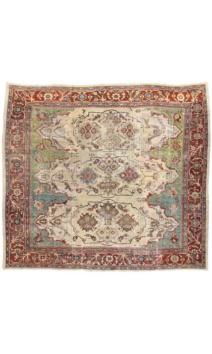 14 x 12 Distressed Antique Persian Sultanabad Rug 78330