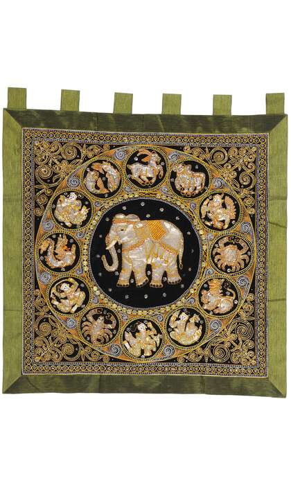 4 x 4 Vintage Embroidered Burmese Kalaga Tapestry 78841