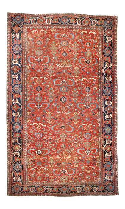 16 x 26 Oversized Antique Red Allover Persian Serapi Rug 78845