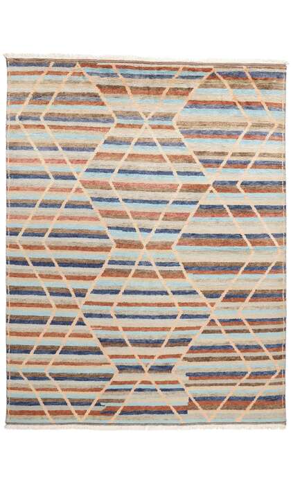 9 x 12 Modern Striped Tribal Moroccan Rug 31294