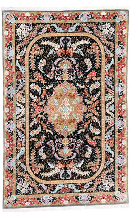 5 x 8 Vintage Persian Silk Qum Rug 78903