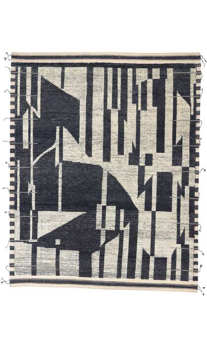 8 x 10 Abstract Kline Noir Echoes Modern Moroccan Rug 31224