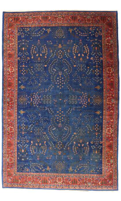 11 x 17 Late 19th Century Antique Blue Indian Agra Rug 90027