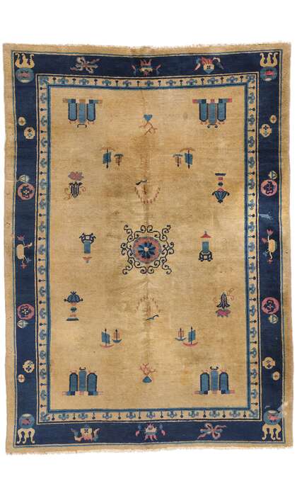 6 x 9 Distressed Antique Chinese Peking Rug 78921