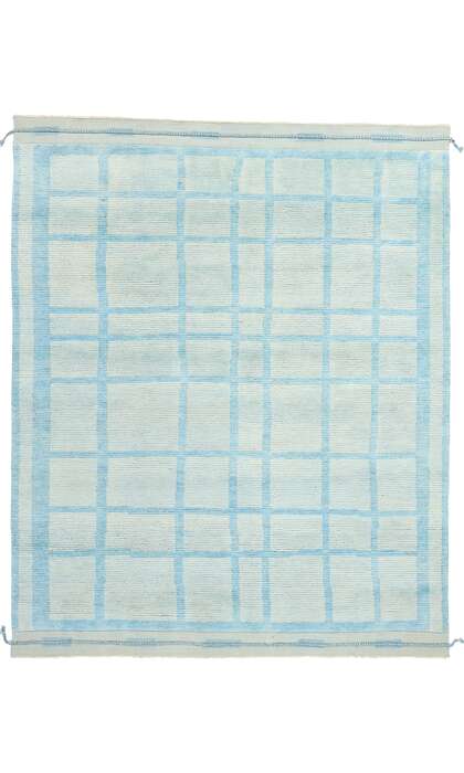 8 x 10 Cubist Azure Grid Modern Moroccan Rug 31245