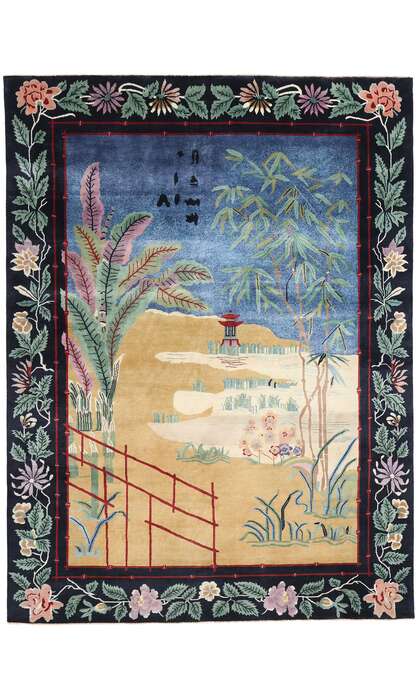 9 x 12 Modern Chinese Art Deco Pictorial Rug 31332