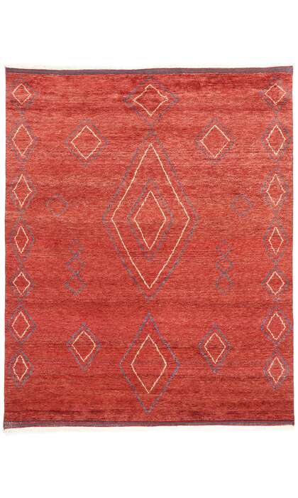 8 x 10 Crimson Nomad Modern Red Moroccan Rug 31218