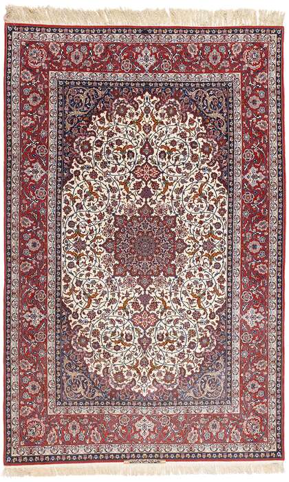 7 x 10 Vintage Ivory Persian Isfahan Rug 78780