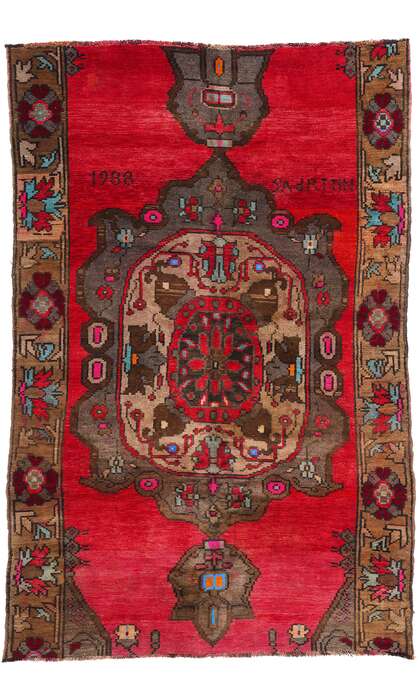 7 x 10 Vintage Red Turkish Kars Rug 77699