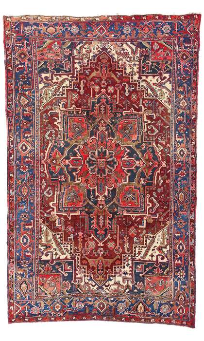 7 x 11 Vintage Persian Heriz Rug 90010