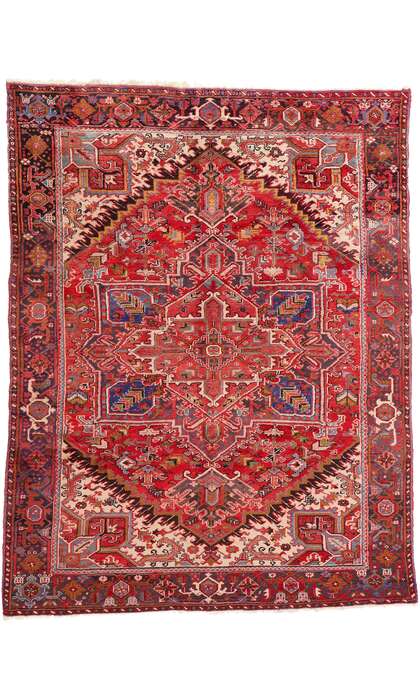 90001 Vintage Persian Heriz Rug, 07'11 x 10'00